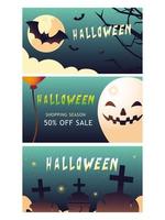 glad halloween shopping säsong banners set vektor design