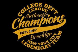 T-Shirt Typografie Champions Brooklyn legendäres Team Vintage-Stil