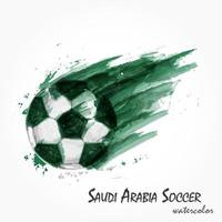 realistische aquarellmalerei der saudi-arabischen fußballnationalmannschaft oder fußballaufnahme. künstlerisches und sportliches Konzept. vektor