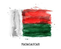 realistische aquarellmalerei flagge von madagaskar. vektor