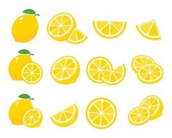 saure gelbe Zitronen. Zitronen mit hohem Vitamin-C-Gehalt werden für die Sommerlimonade in Scheiben geschnitten. vektor