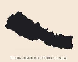 mycket detaljerad nepal karta med gränser isolerad på bakgrunden vektor