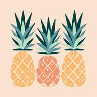 hand dragen abstrakt boho affisch med ananas tropisk frukt, isolerat. vektor platt illustration. för mönster, logotyp, affischer, inbjudan, hälsning kort, vägg konst skriva ut.