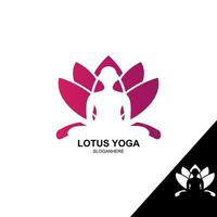 Yoga Logo Konzept, Negativ Raum Logo, Lotus Yoga, Farbe Kombination, isoliert Weiß Baground vektor