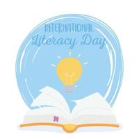 internationaler Tag der Alphabetisierung, Kreativitätsidee für offene Bücher vektor