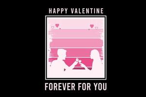 glücklicher valentinstag für immer für dich farbe rosa verlauf vektor