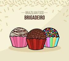 uppsättning av brigadeiro brasil - Brasilien - brasiliansk choklad mat vektor