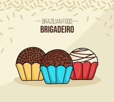 uppsättning av brigadeiro brasil - Brasilien - brasiliansk choklad mat vektor