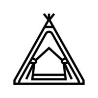 Tipi Zelt Kind Schlafzimmer Linie Symbol Vektor Illustration