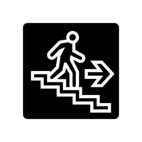 Treppe oben Evakuierung Notfall Glyphe Symbol Vektor Illustration