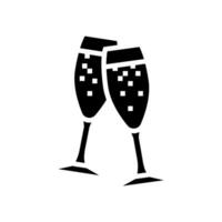 Champagner Brille Liebe Glyphe Symbol Vektor Illustration