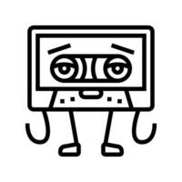 kassett tejp retro musik karaktär linje ikon vektor illustration