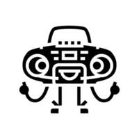 Boombox Charakter retro Musik- Glyphe Symbol Vektor Illustration