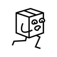 Lauf Karton Box Charakter Linie Symbol Vektor Illustration