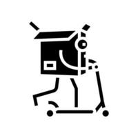 Roller Reiten Karton Box Charakter Glyphe Symbol Vektor Illustration