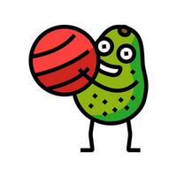 Avocado Obst Fitness Charakter Farbe Symbol Vektor Illustration