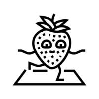 Erdbeeren Obst Fitness Charakter Linie Symbol Vektor Illustration