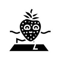 jordgubbar frukt kondition karaktär glyf ikon vektor illustration