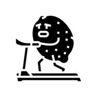 Zitrone Obst Fitness Charakter Glyphe Symbol Vektor Illustration