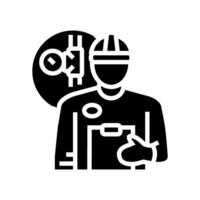 Inspektion Gas Bedienung Glyphe Symbol Vektor Illustration