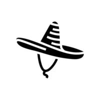 Sombrero Hut Deckel Glyphe Symbol Vektor Illustration