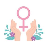 Brustkrebsbewusstsein Hände Geschlecht weibliches Zeichen Vektordesign vektor