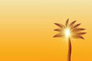 golden Palme Baum mit Sonnenlicht, Sonne Strahl, und Weiß Wolken Sammlung zum natürlich Landschaft Illustration Design vektor