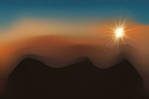 Natur Horizont dunkel golden grau Berg Reise Aussicht Landschaft mit Sonnenuntergang vektor