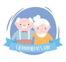 lycklig morföräldrars dag, äldre par tillsammans tecknad kort vektor