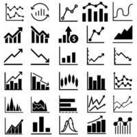 handel ikon vektor uppsättning. schema illustration tecken samling. Diagram symbol. Graf logotyp. analys märke.