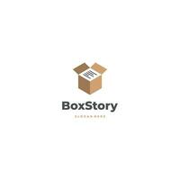Geschichte Box Logo Design auf isoliert Hintergrund vektor