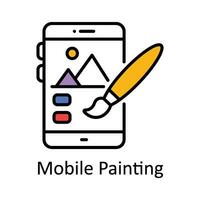 Handy, Mobiltelefon Gemälde gefüllt Gliederung Symbol Design Illustration. Kunst und Kunsthandwerk Symbol auf Weiß Hintergrund eps 10 Datei vektor