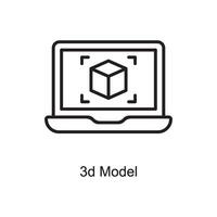 3d modell vektor översikt ikon design illustration. konst och hantverk symbol på vit bakgrund eps 10 fil