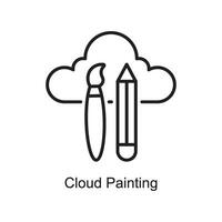moln målning vektor översikt ikon design illustration. konst och hantverk symbol på vit bakgrund eps 10 fil