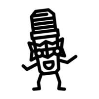 Mikrofon Charakter retro Musik- Linie Symbol Vektor Illustration