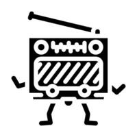 retro Radio Charakter Musik- Glyphe Symbol Vektor Illustration