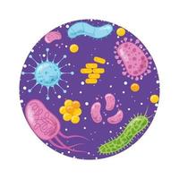 koronavirus virus bakteriell mikroorganism i en cirkel vetenskap vektor