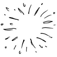 Hand gezeichnet Gekritzel Sternenexplosion, Sonnendurchbruch, Feuerwerk, Explosion Satz. Gekritzel Design Element. Vektor Illustration