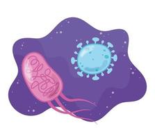 Coronavirus mikroskopische Zellbakterien und Virusmikroorganismen, Krankheitsinfektion vektor