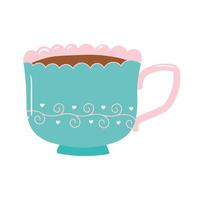 Tee- und Kaffeetasse romantisches Design-Symbol auf weißem Hintergrund vektor