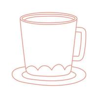 Tee- und Kaffeetasse im Stil der Untertasse-Symbollinie vektor