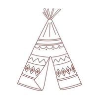 teepee prydnads boho och tribal handritad stil vektor