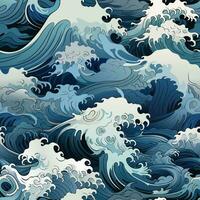 hav Vinka sömlös bakgrund i kinesisk konst stil. vektor