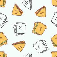 Sandwich Gekritzel Hand gezeichnet nahtlos Muster Vektor Illustration