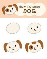 Wie zu zeichnen süß Hund Karikatur Schritt durch Schritt zum Illustration, Bildung und Kinder vektor