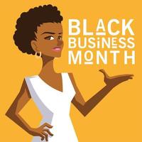 schwarzer Geschäftsmonat mit Afrofrauenkarikatur-Vektordesign vektor