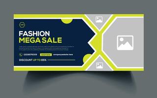Mega Mode Verkauf Sozial Medien Startseite Banner Vorlage Design kostenlos Vektor