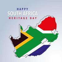Flagge und Karte Südafrika, Happy South Africa Heritage Day south vektor