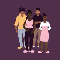 schwarze Jungen- und Mädchenkarikaturen mit urbanem Vektordesign vektor
