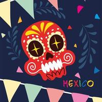 mexico etikett med mexikansk skalle, affisch vektor